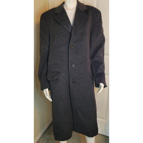 Cross & Winsor Wool Cashmere Blend Overcoat Long Trench Men's 44R Gray - Picture 1 of 10